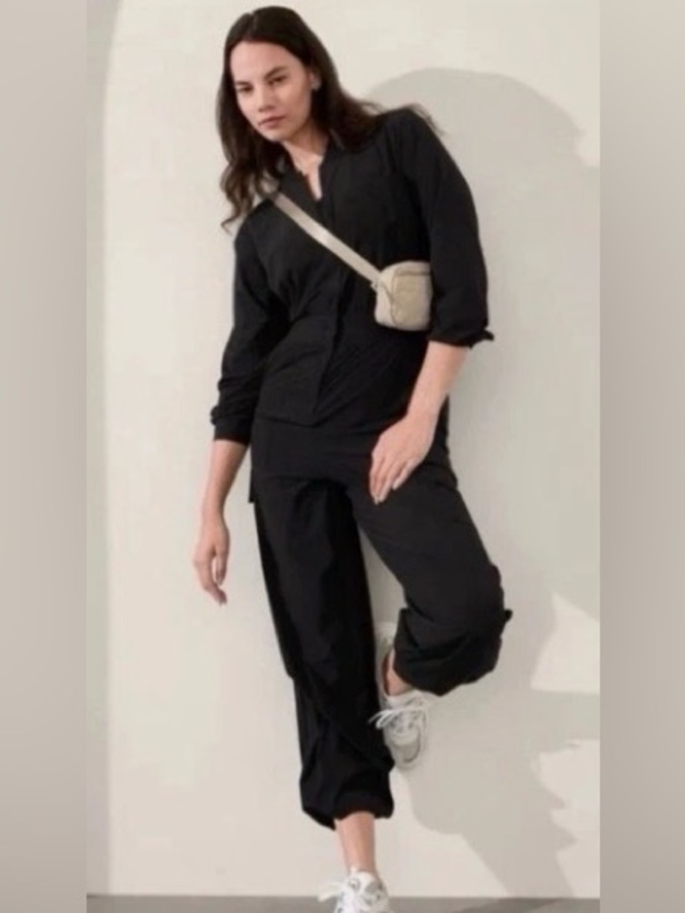 NWOT Athleta Black Brooklyn Long Sleeve Jumpsuit Size 14